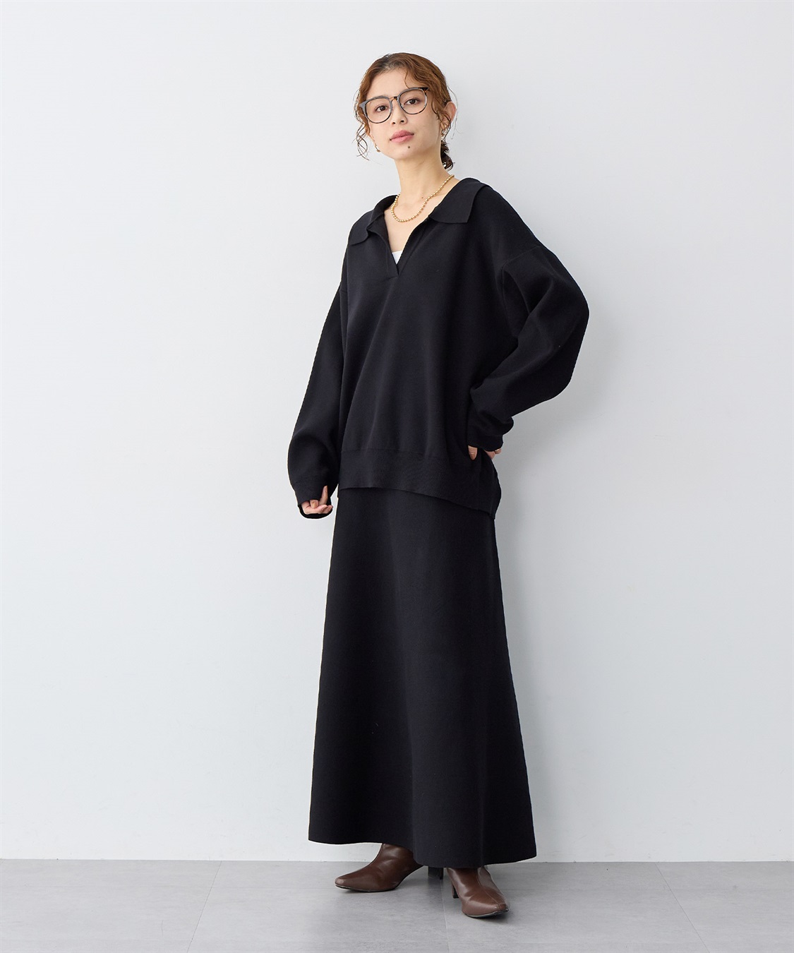 anyfee 【anyfee/大きいサイズ】ポロスキッパーニットプルオーバー《セットアップ対応》_sub_5