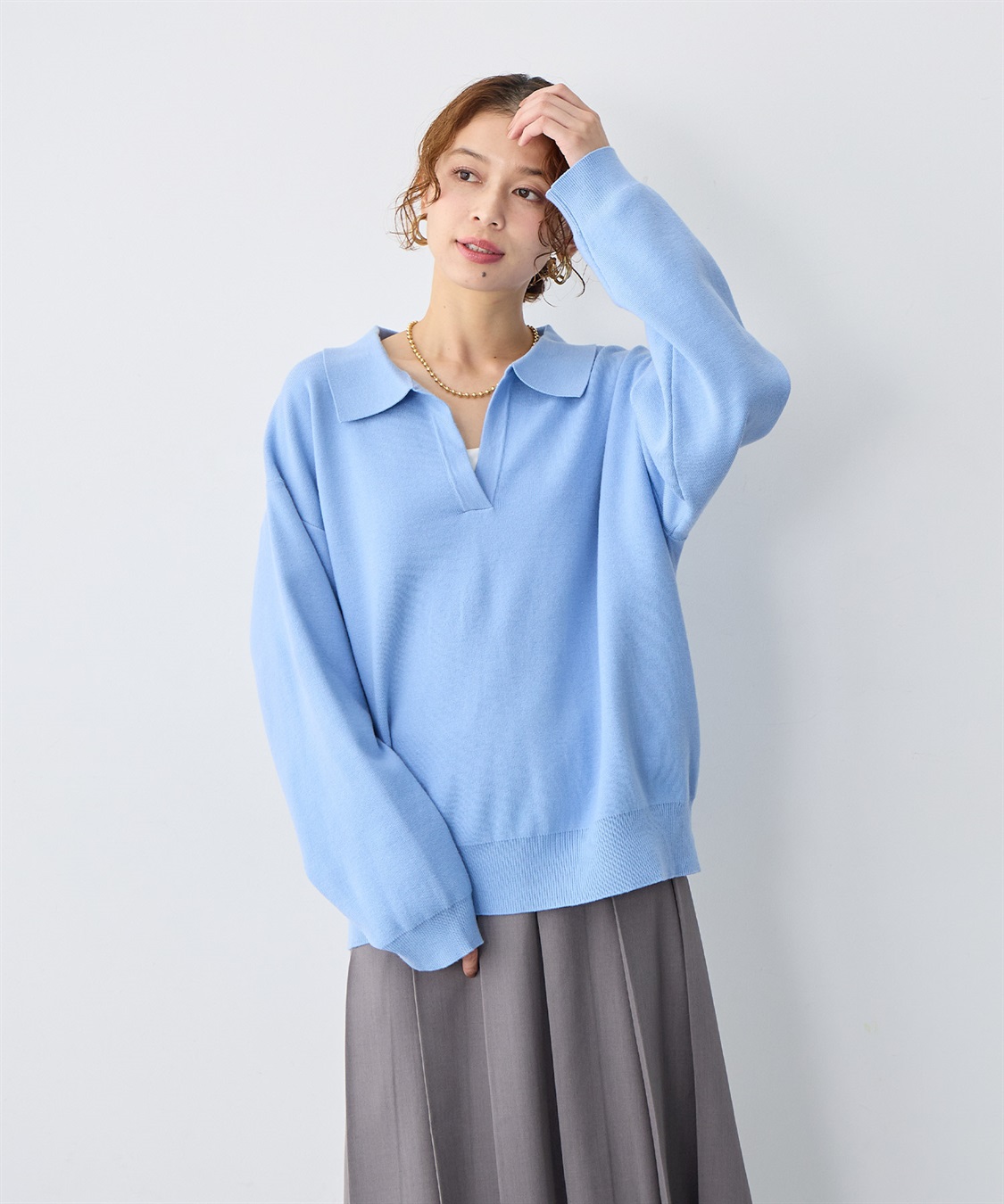 anyfee 【anyfee/大きいサイズ】ポロスキッパーニットプルオーバー《セットアップ対応》_sub_12