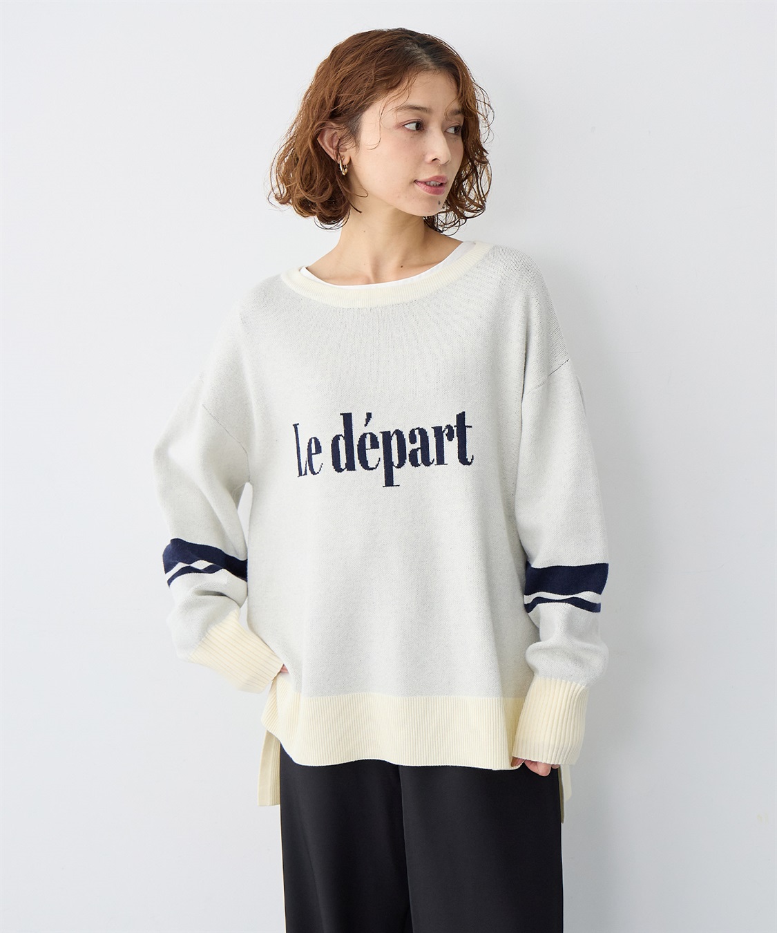 anyfee 【anyfee/大きいサイズ】ジャガードロゴニットプルオーバー_sub_1