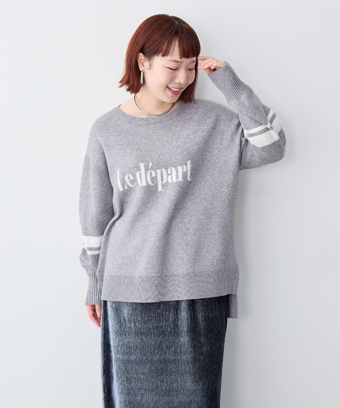 anyfee 【anyfee/大きいサイズ】ジャガードロゴニットプルオーバー_sub_2