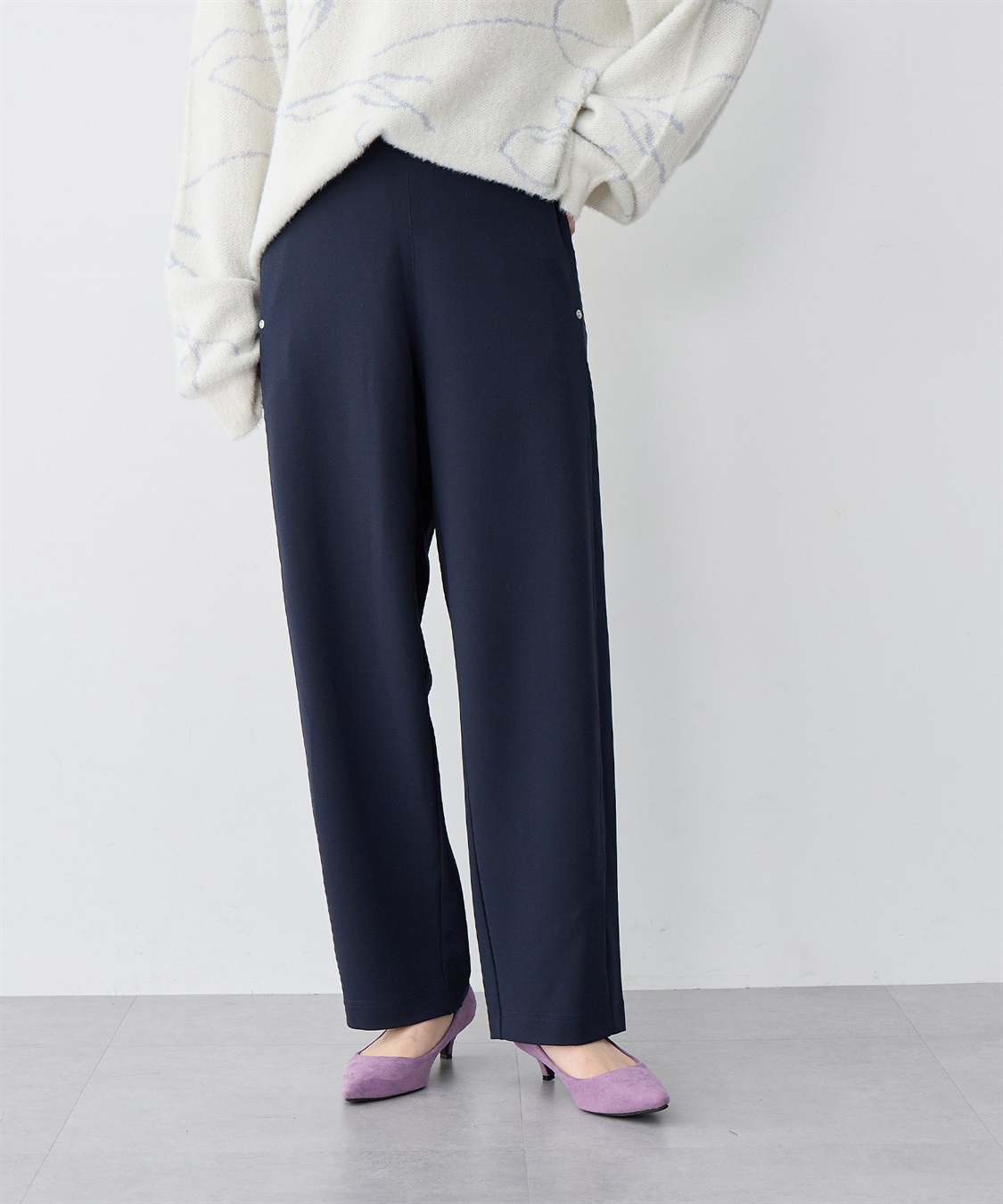 anyfee 【anyfee/大きいサイズ】ニットジョーゼットコクーンシルエットカーブパンツ《ストレッチ有》_sub_10