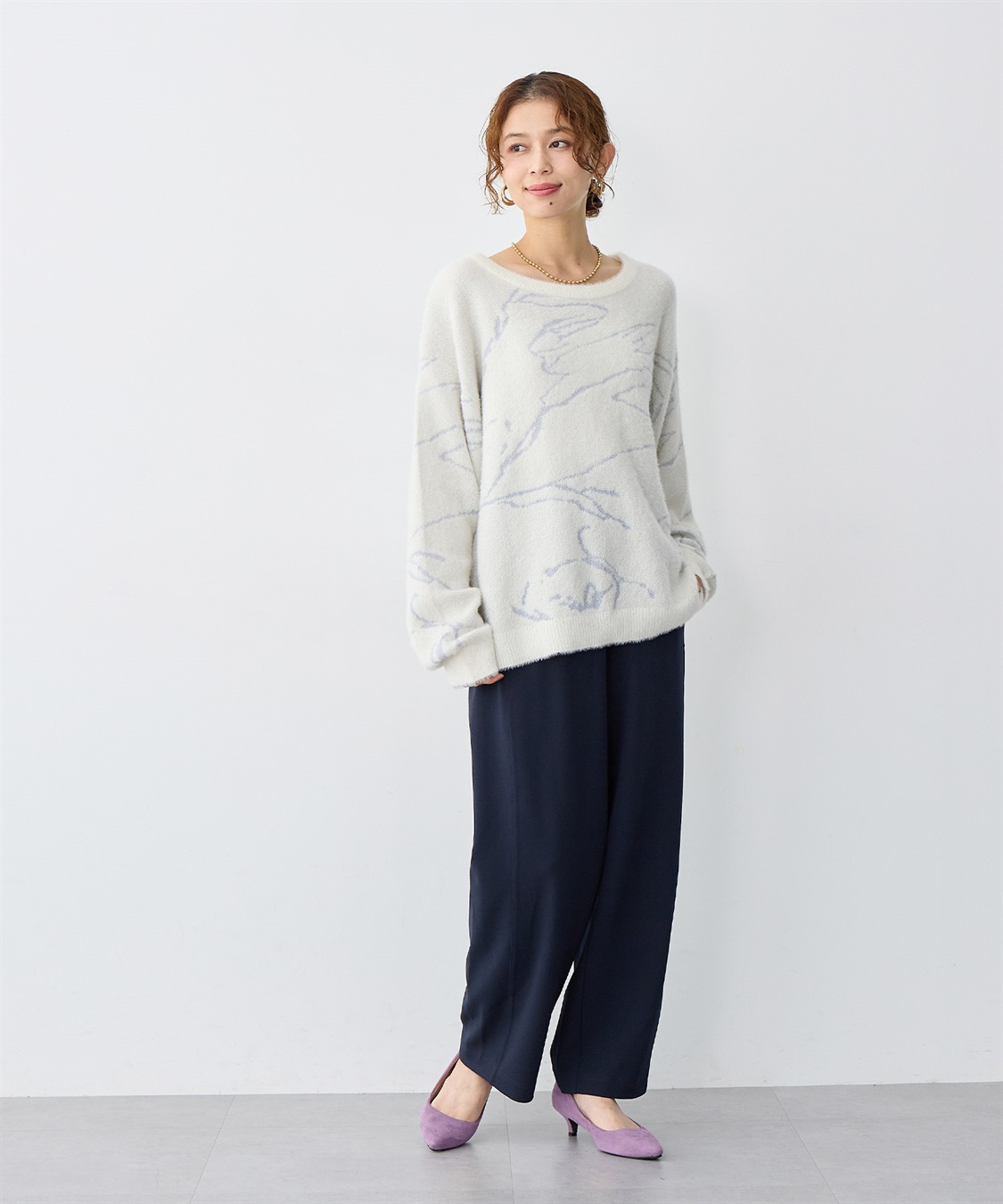 anyfee 【anyfee/大きいサイズ】ニットジョーゼットコクーンシルエットカーブパンツ《ストレッチ有》_sub_12