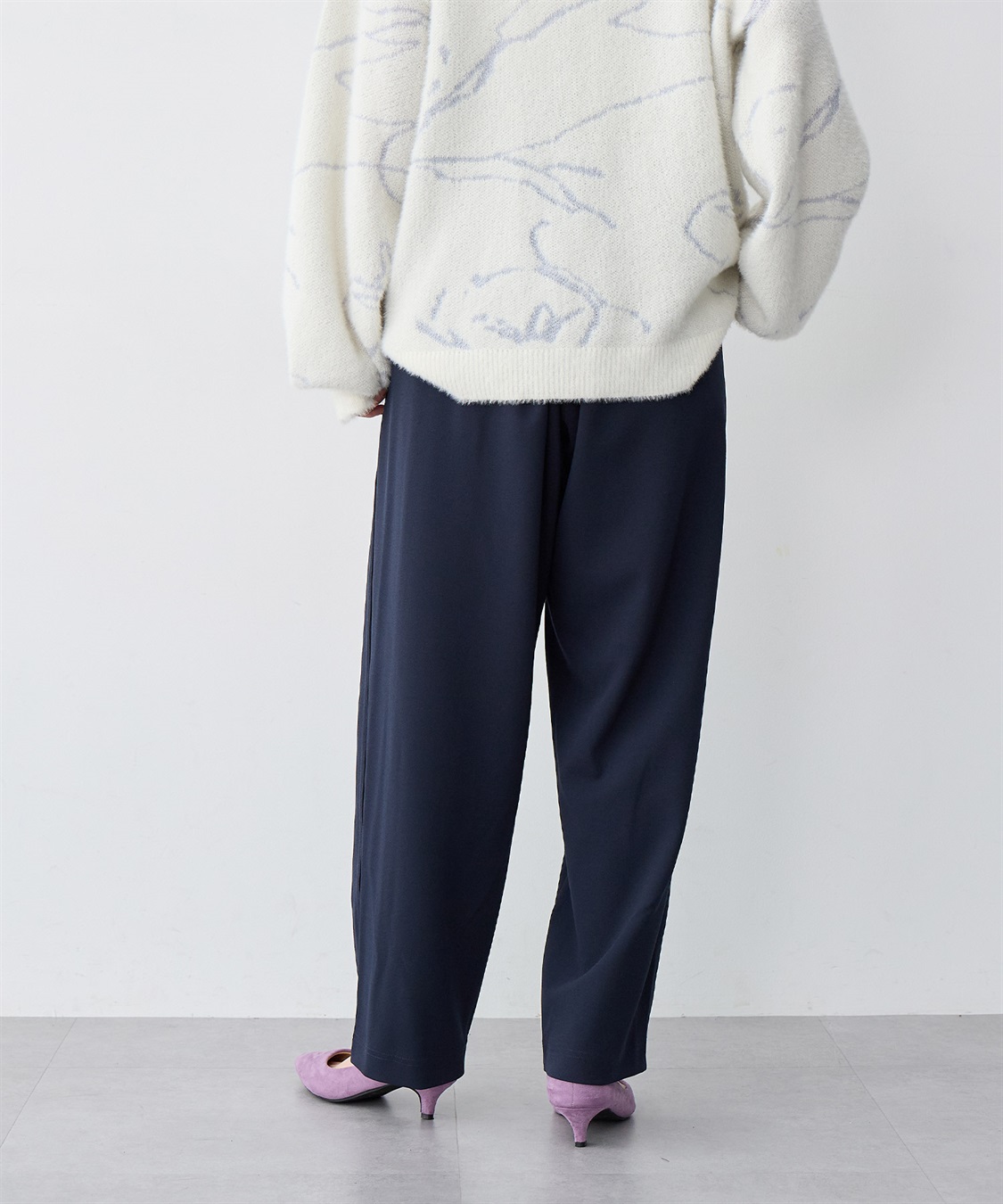 anyfee 【anyfee/大きいサイズ】ニットジョーゼットコクーンシルエットカーブパンツ《ストレッチ有》_sub_14