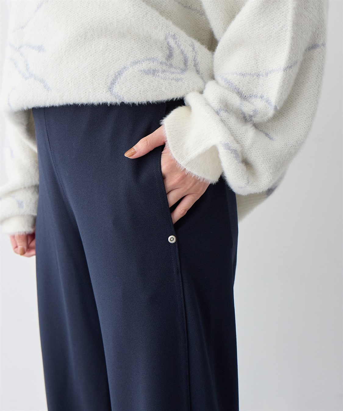 anyfee 【anyfee/大きいサイズ】ニットジョーゼットコクーンシルエットカーブパンツ《ストレッチ有》_sub_15