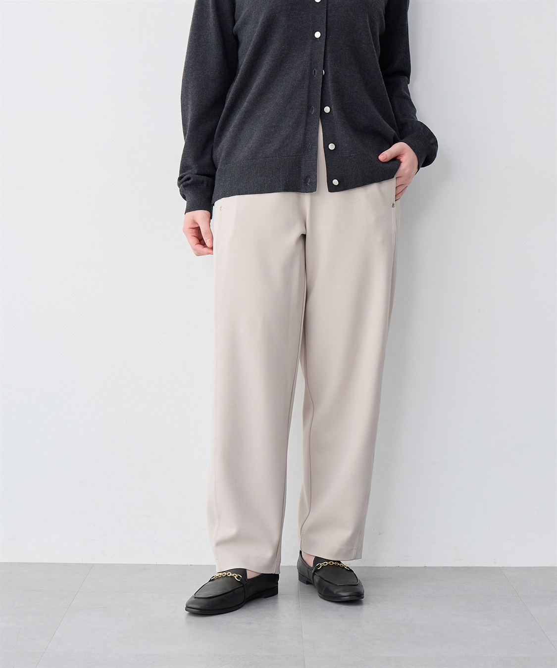 anyfee 【anyfee/大きいサイズ】ニットジョーゼットコクーンシルエットカーブパンツ《ストレッチ有》_sub_18