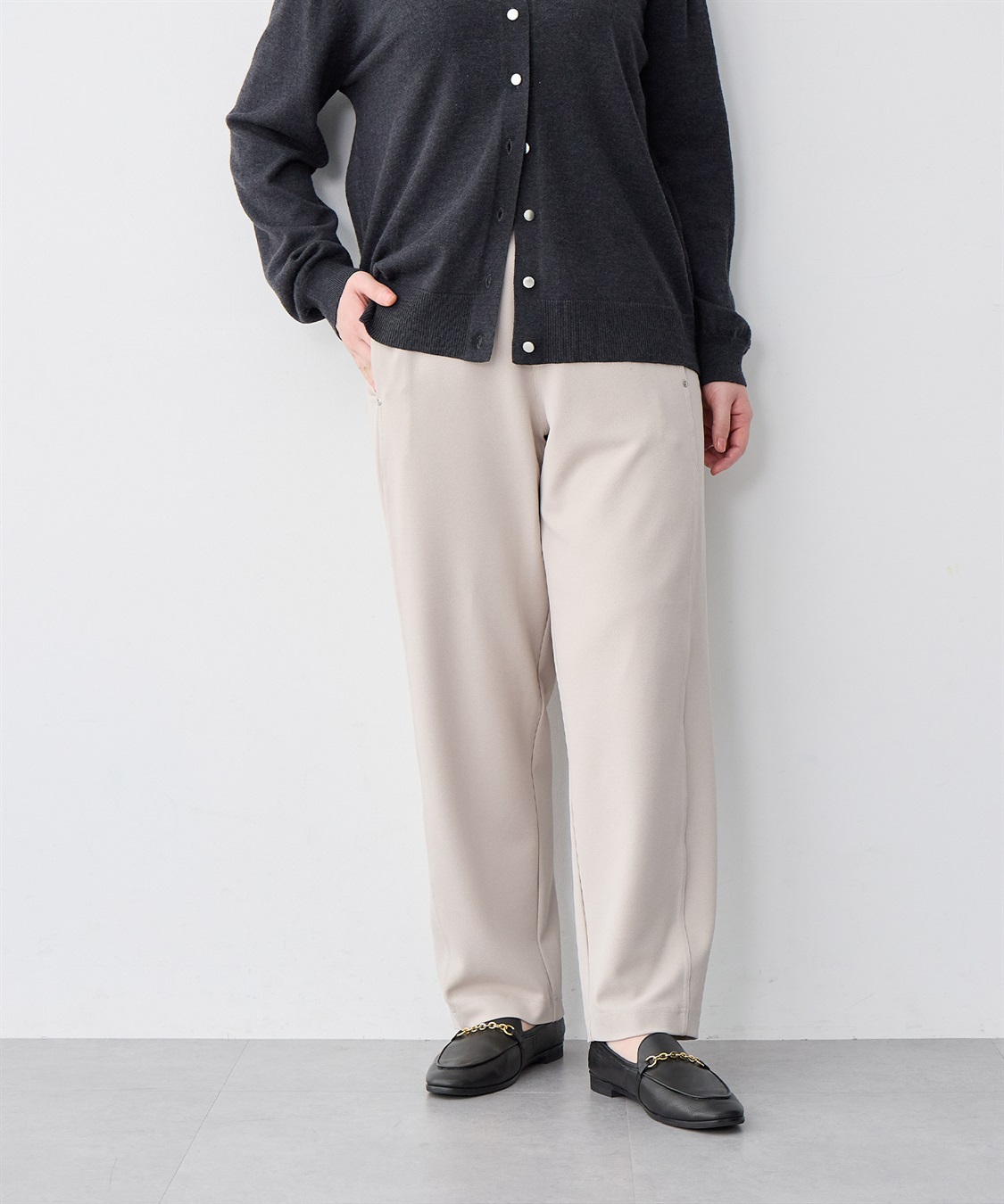 anyfee 【anyfee/大きいサイズ】ニットジョーゼットコクーンシルエットカーブパンツ《ストレッチ有》_sub_19