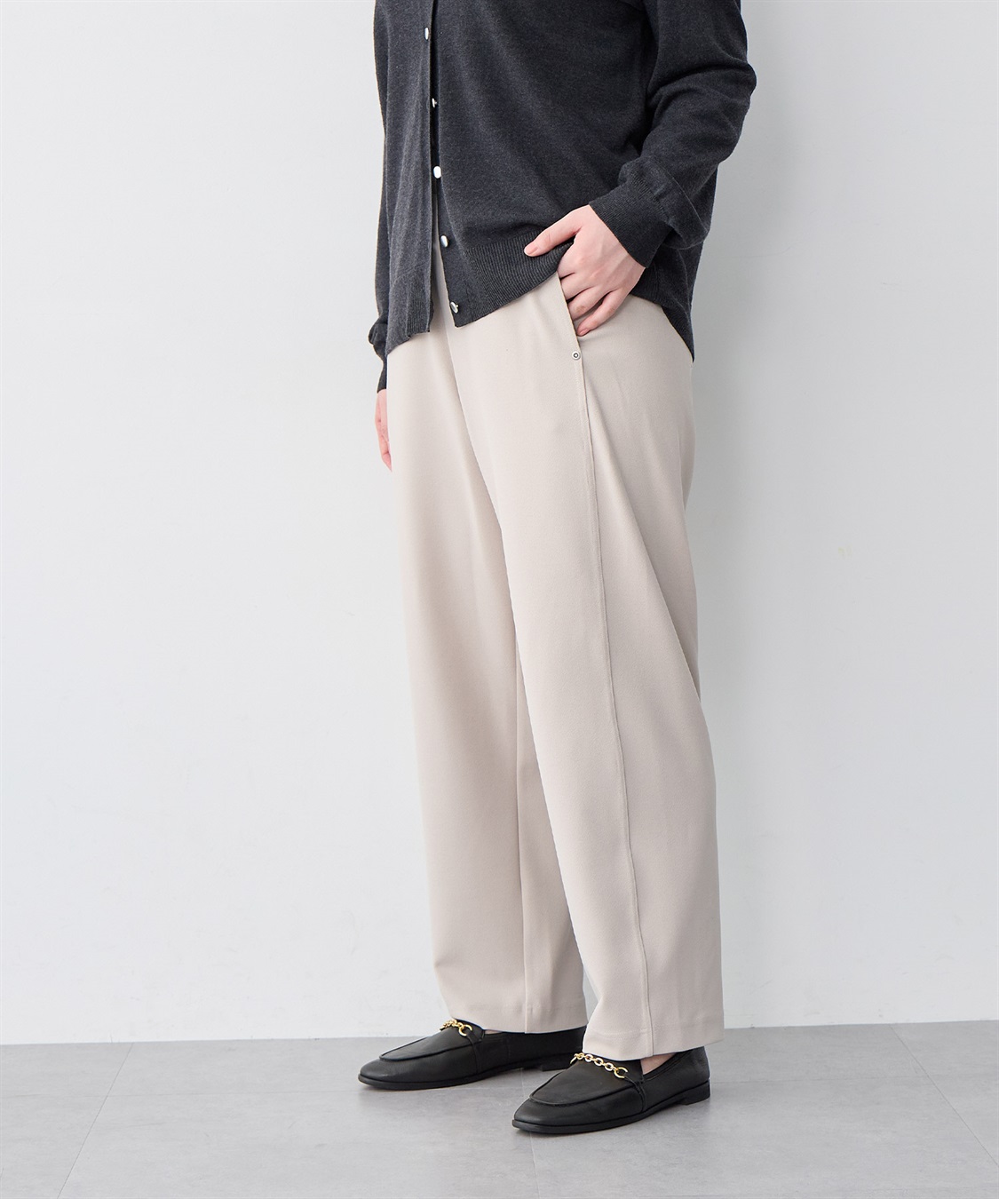 anyfee 【anyfee/大きいサイズ】ニットジョーゼットコクーンシルエットカーブパンツ《ストレッチ有》_sub_20