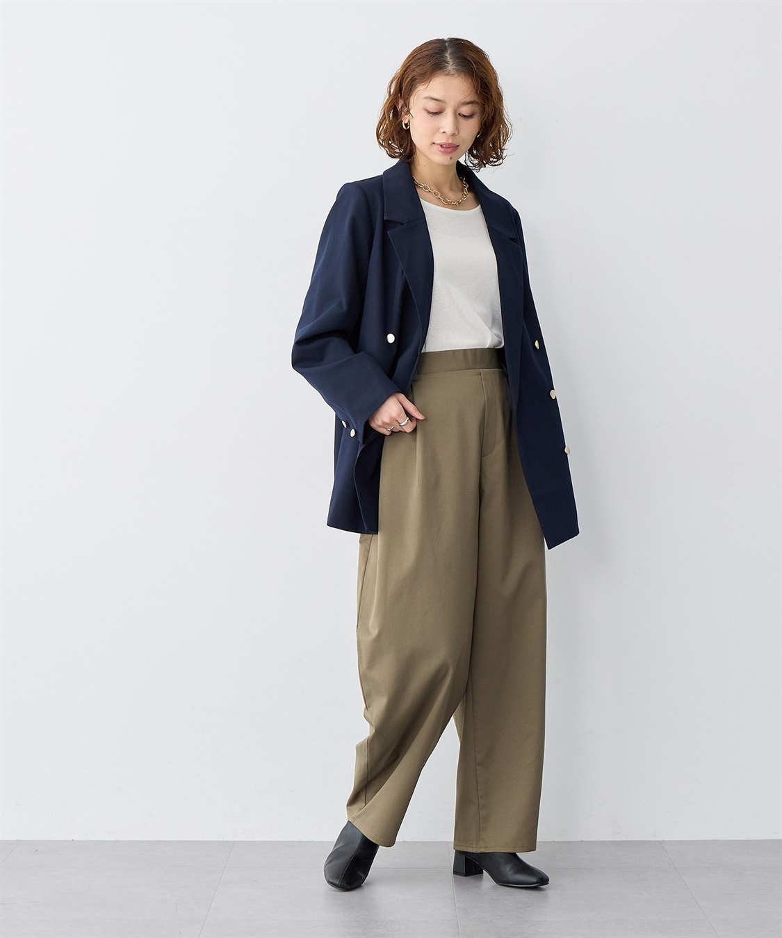 anyfee 【anyfee/大きいサイズ】ツイルバレルレックワイドパンツ_sub_2