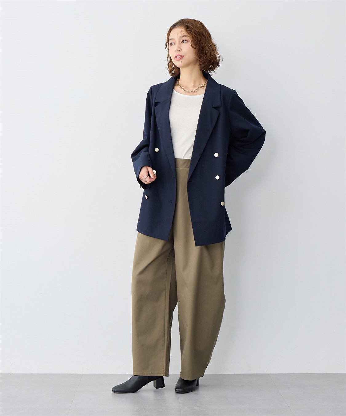 anyfee 【anyfee/大きいサイズ】ツイルバレルレックワイドパンツ_sub_3