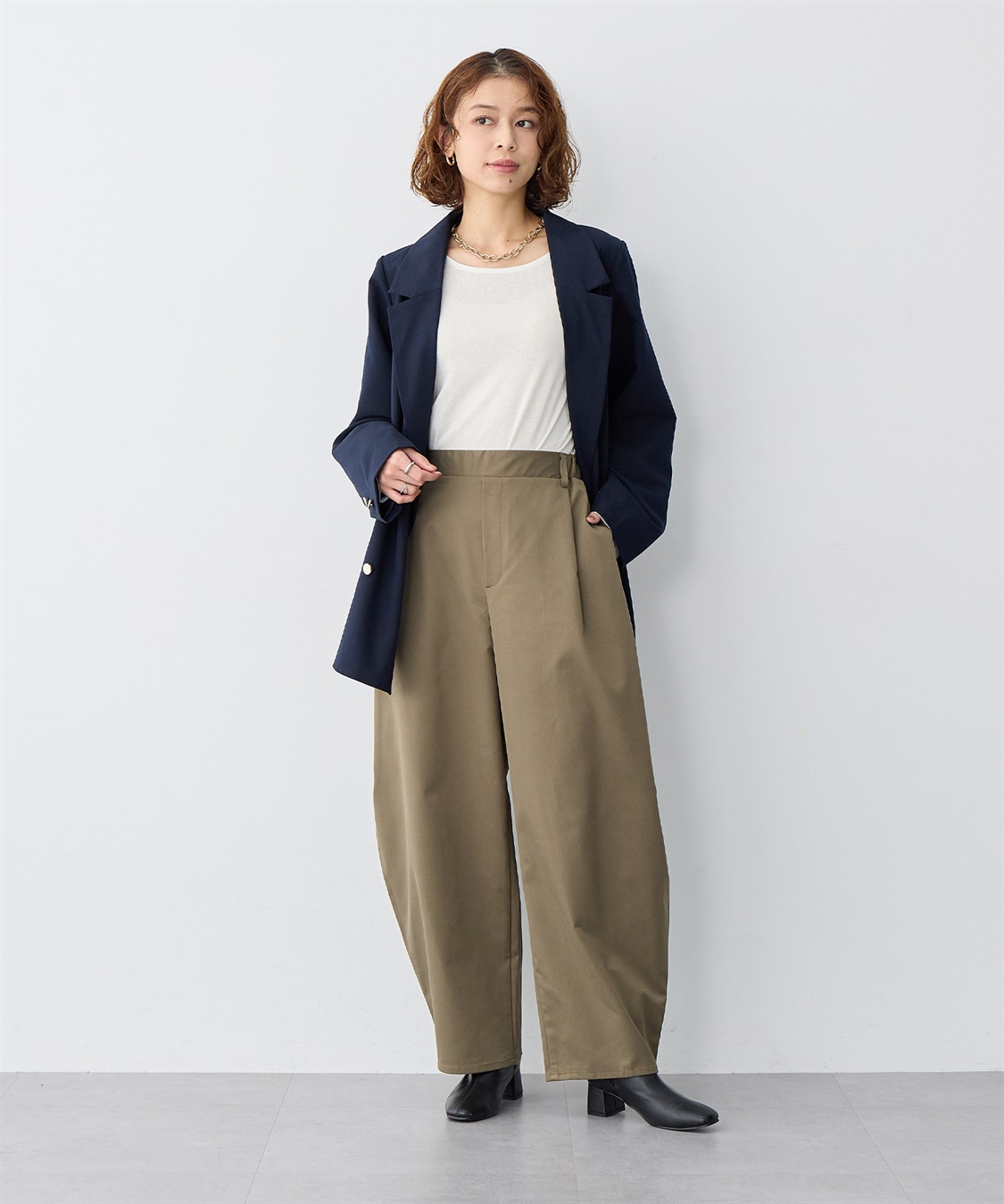 anyfee 【anyfee/大きいサイズ】ツイルバレルレックワイドパンツ_sub_5