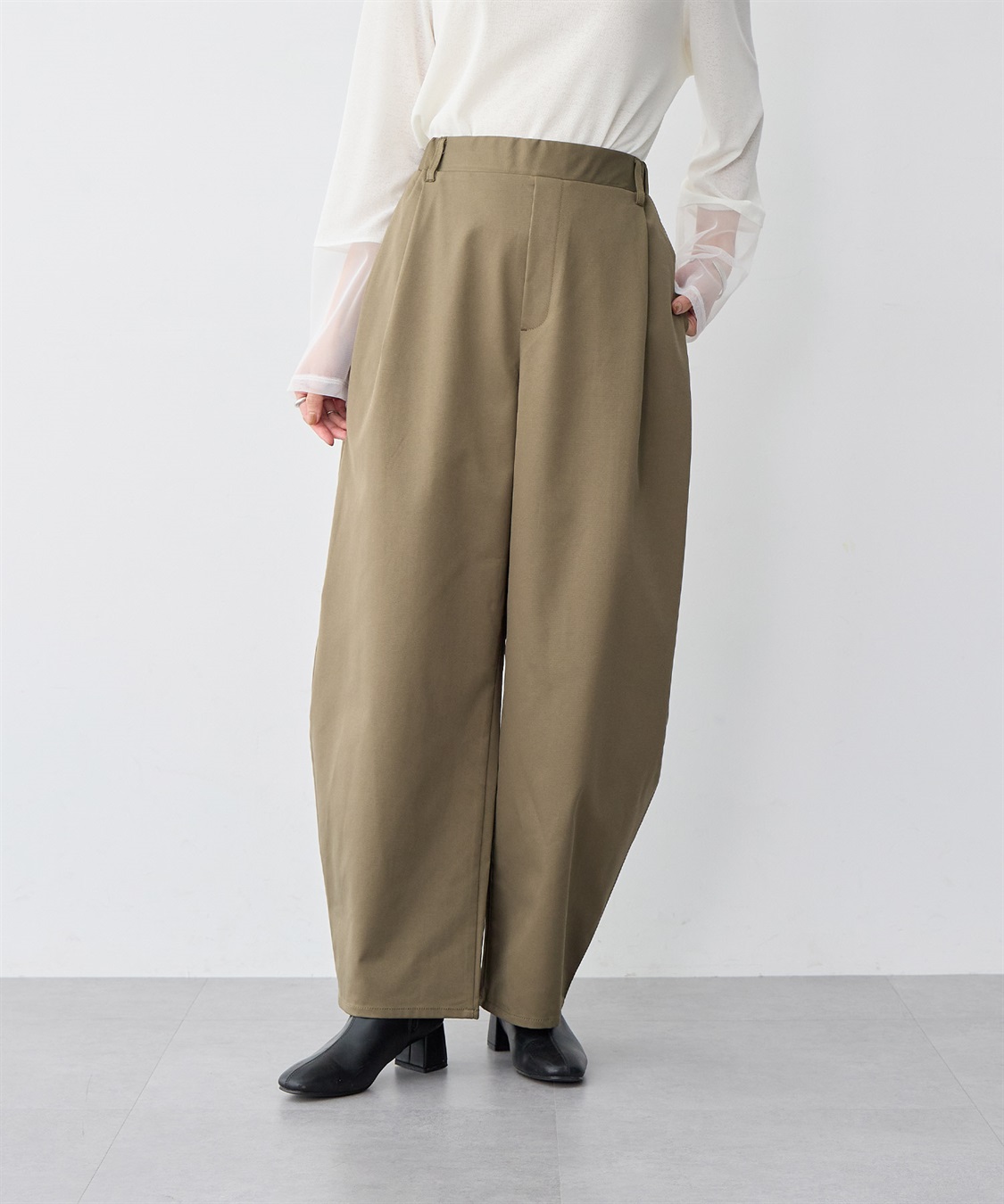 anyfee 【anyfee/大きいサイズ】ツイルバレルレックワイドパンツ_sub_10