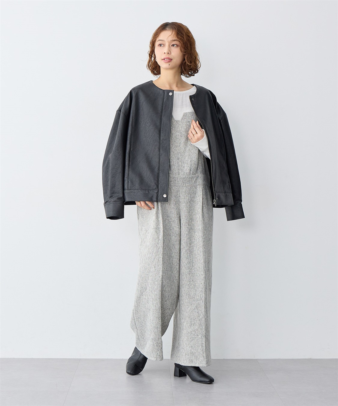 anyfee 【anyfee/大きいサイズ】ツイードキャミビスチェ風サロペット/オールインワン_sub_5