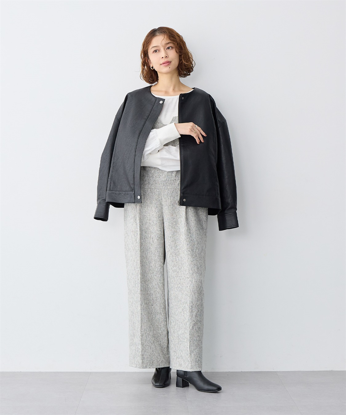 anyfee 【anyfee/大きいサイズ】ツイードキャミビスチェ風サロペット/オールインワン_sub_6