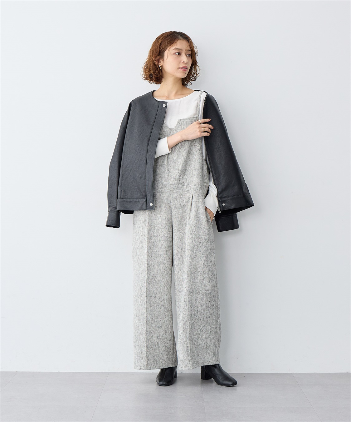 anyfee 【anyfee/大きいサイズ】ツイードキャミビスチェ風サロペット/オールインワン_sub_7