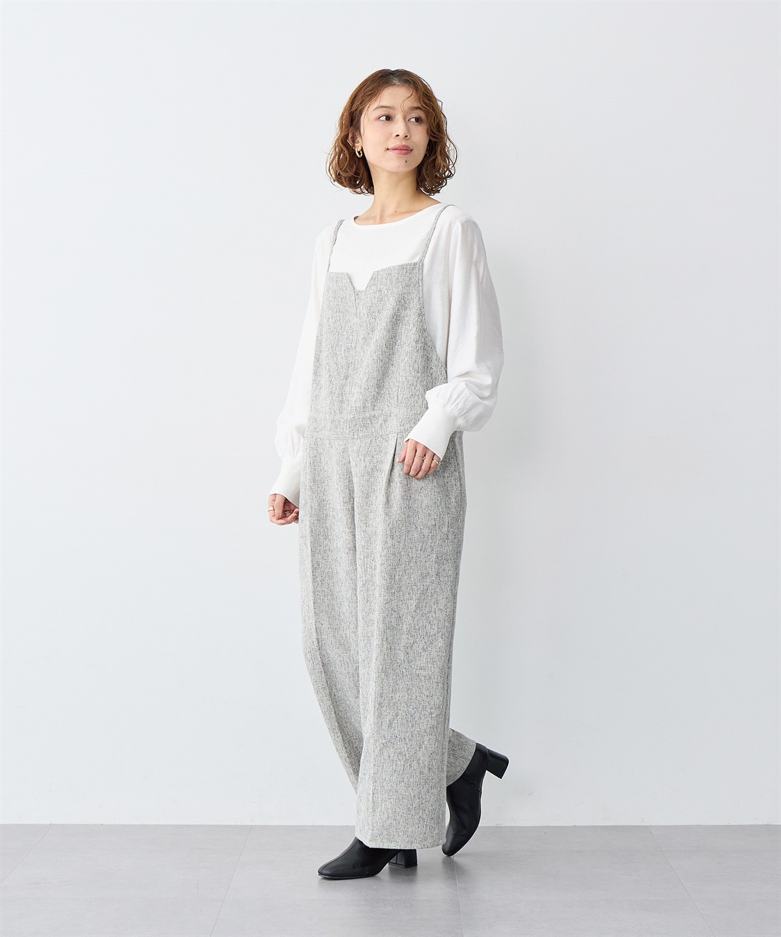 anyfee 【anyfee/大きいサイズ】ツイードキャミビスチェ風サロペット/オールインワン_sub_10