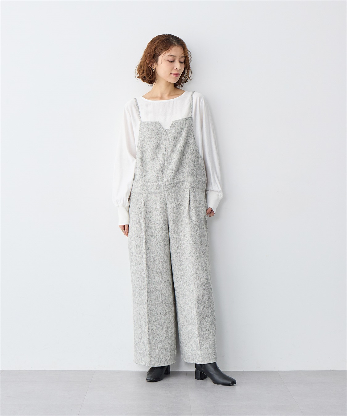 anyfee 【anyfee/大きいサイズ】ツイードキャミビスチェ風サロペット/オールインワン_sub_11