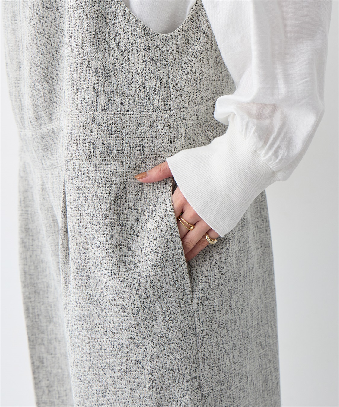 anyfee 【anyfee/大きいサイズ】ツイードキャミビスチェ風サロペット/オールインワン_sub_14