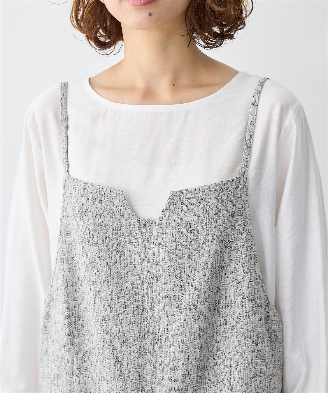 anyfee 【anyfee/大きいサイズ】ツイードキャミビスチェ風サロペット/オールインワン_sub_15