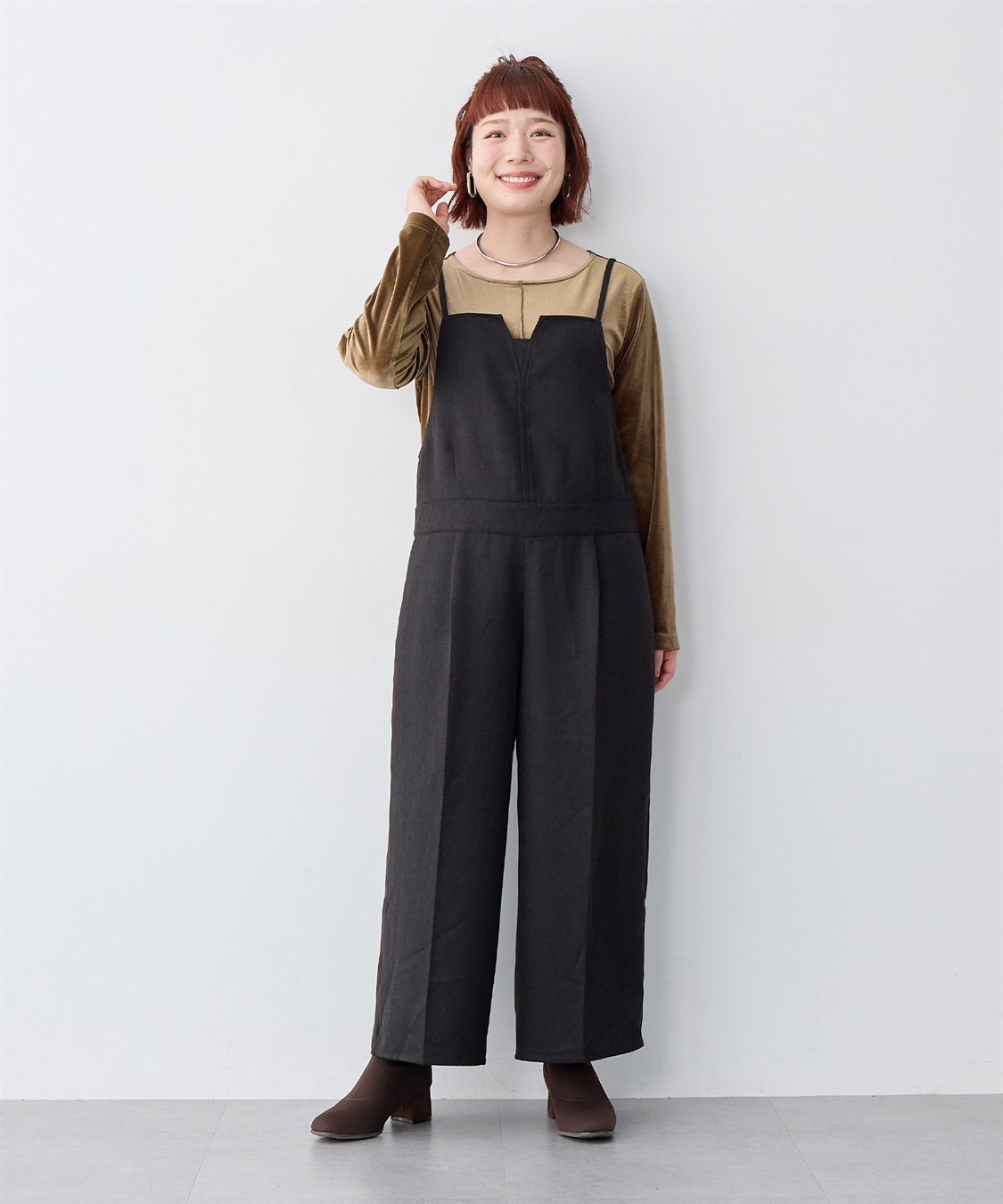 anyfee 【anyfee/大きいサイズ】ツイードキャミビスチェ風サロペット/オールインワン_sub_16