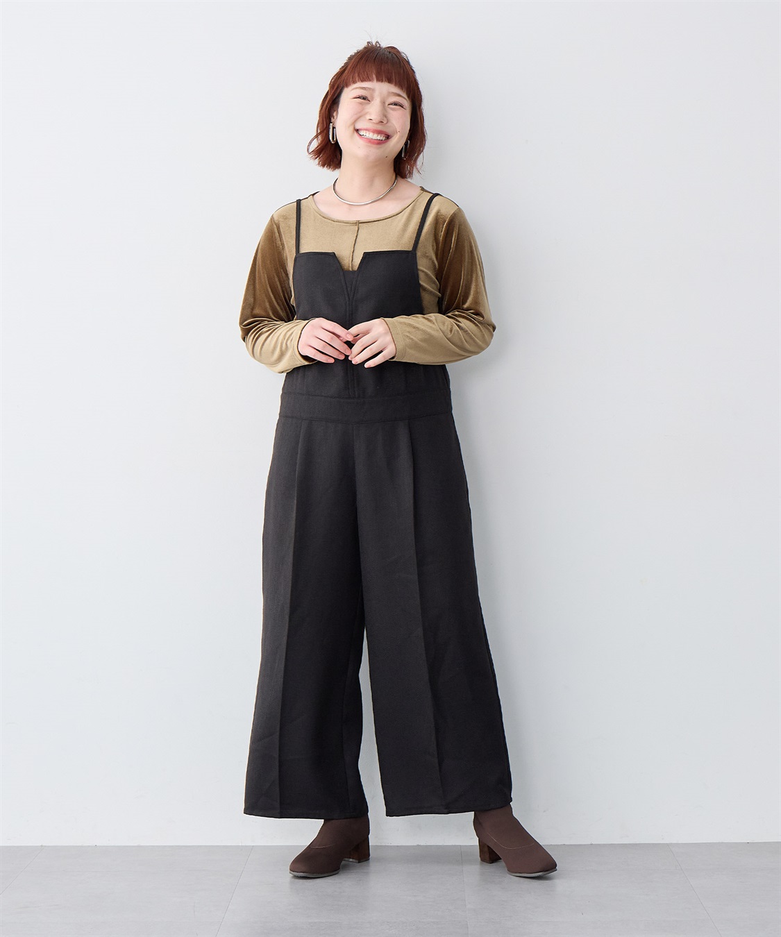 anyfee 【anyfee/大きいサイズ】ツイードキャミビスチェ風サロペット/オールインワン_sub_17