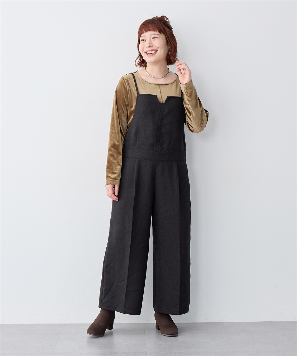 anyfee 【anyfee/大きいサイズ】ツイードキャミビスチェ風サロペット/オールインワン_sub_19