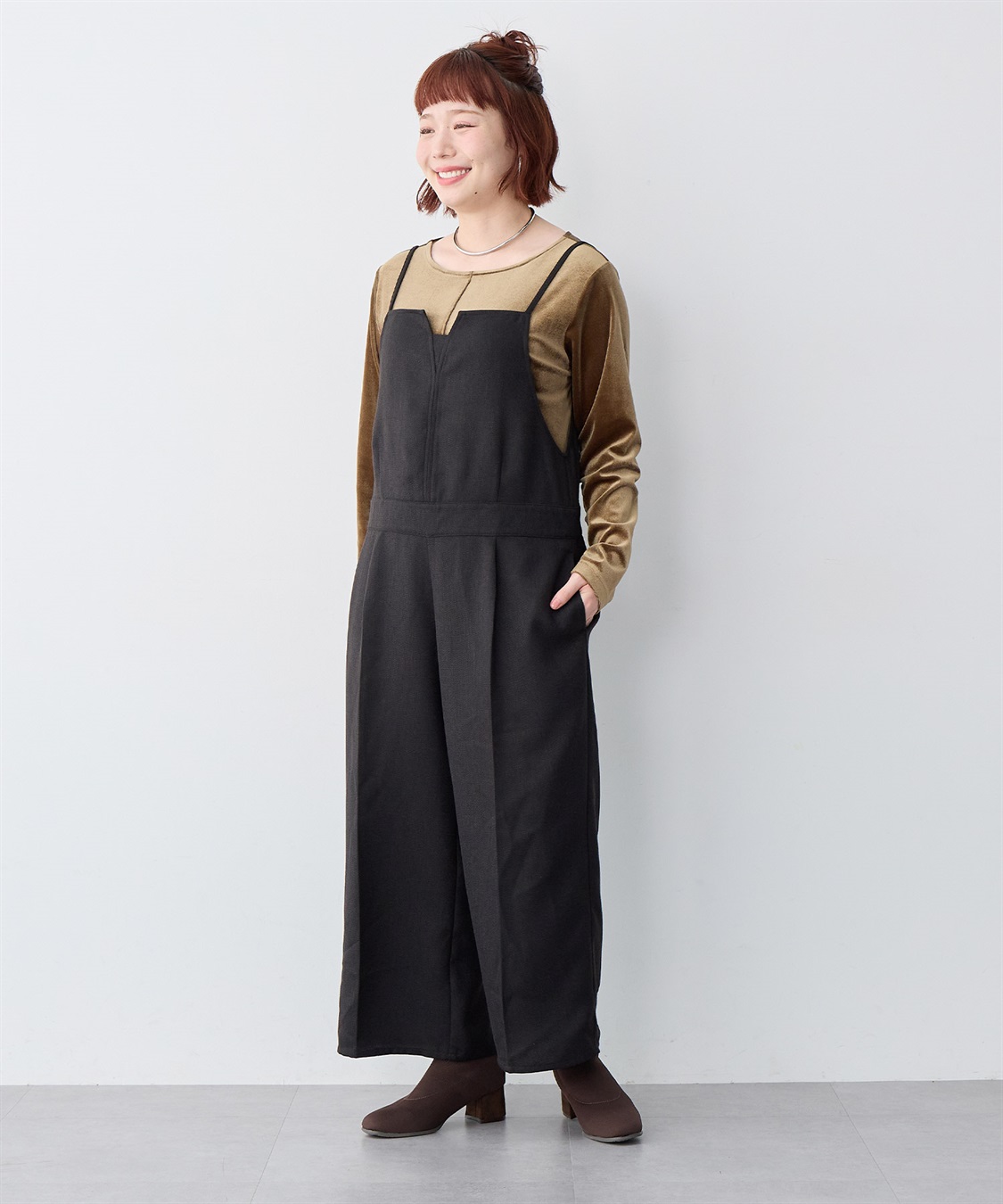 anyfee 【anyfee/大きいサイズ】ツイードキャミビスチェ風サロペット/オールインワン_sub_21