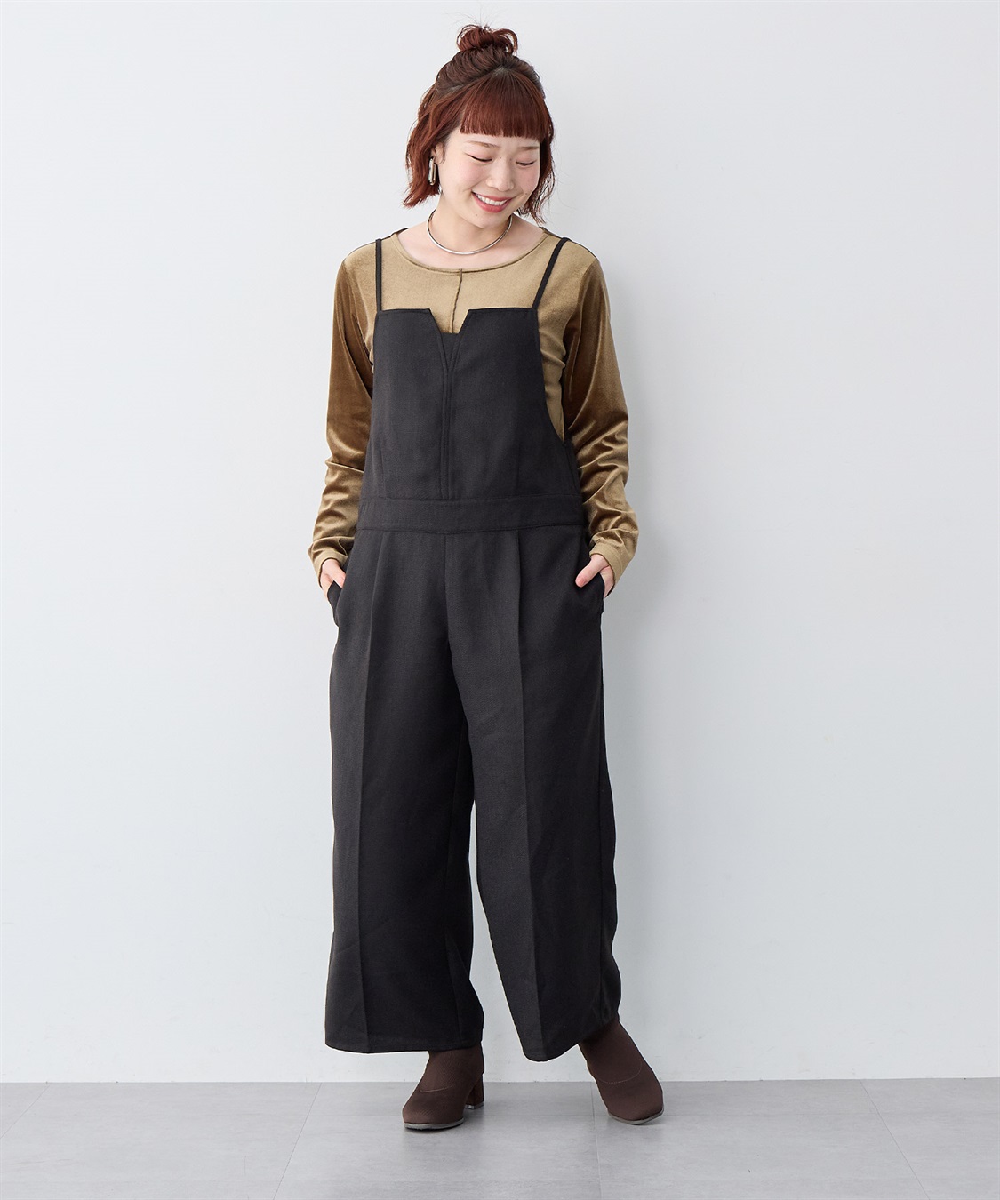 anyfee 【anyfee/大きいサイズ】ツイードキャミビスチェ風サロペット/オールインワン_sub_22