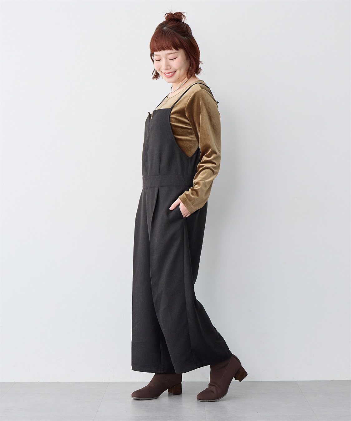anyfee 【anyfee/大きいサイズ】ツイードキャミビスチェ風サロペット/オールインワン_sub_23
