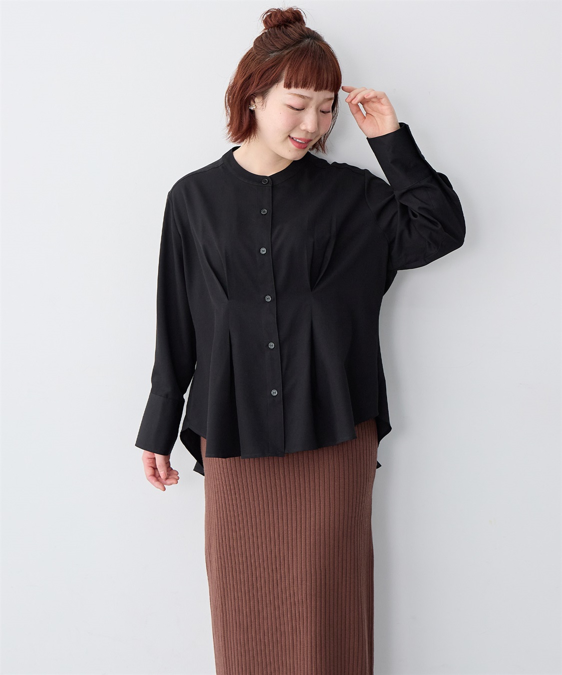 anyfee 【anyfee/大きいサイズ】ウエストタックデザインシャツ_sub_1