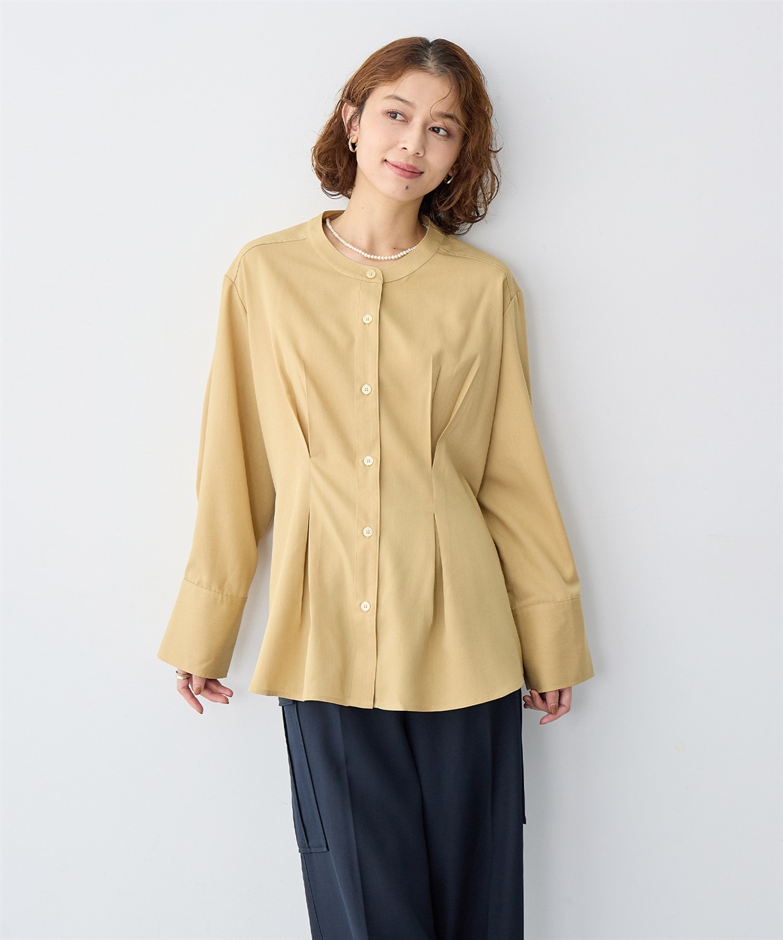 anyfee 【anyfee/大きいサイズ】ウエストタックデザインシャツ_sub_2