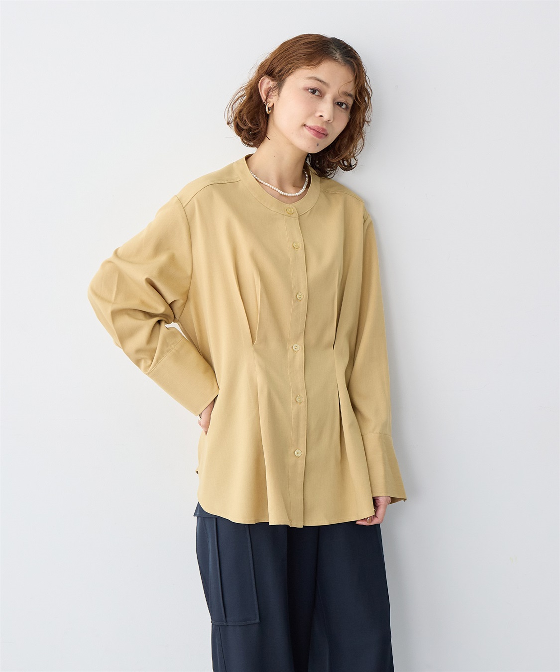 anyfee 【anyfee/大きいサイズ】ウエストタックデザインシャツ_sub_3