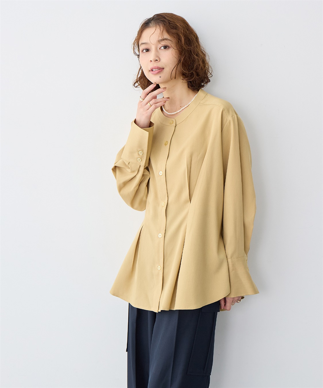 anyfee 【anyfee/大きいサイズ】ウエストタックデザインシャツ_sub_4