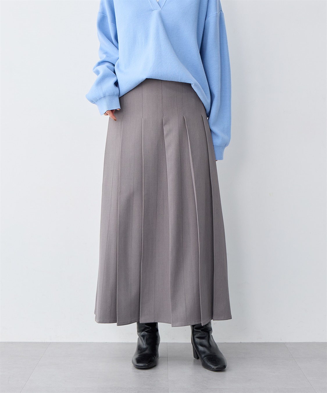 anyfee 【anyfee/大きいサイズ】ロングプリーツスカート_sub_2