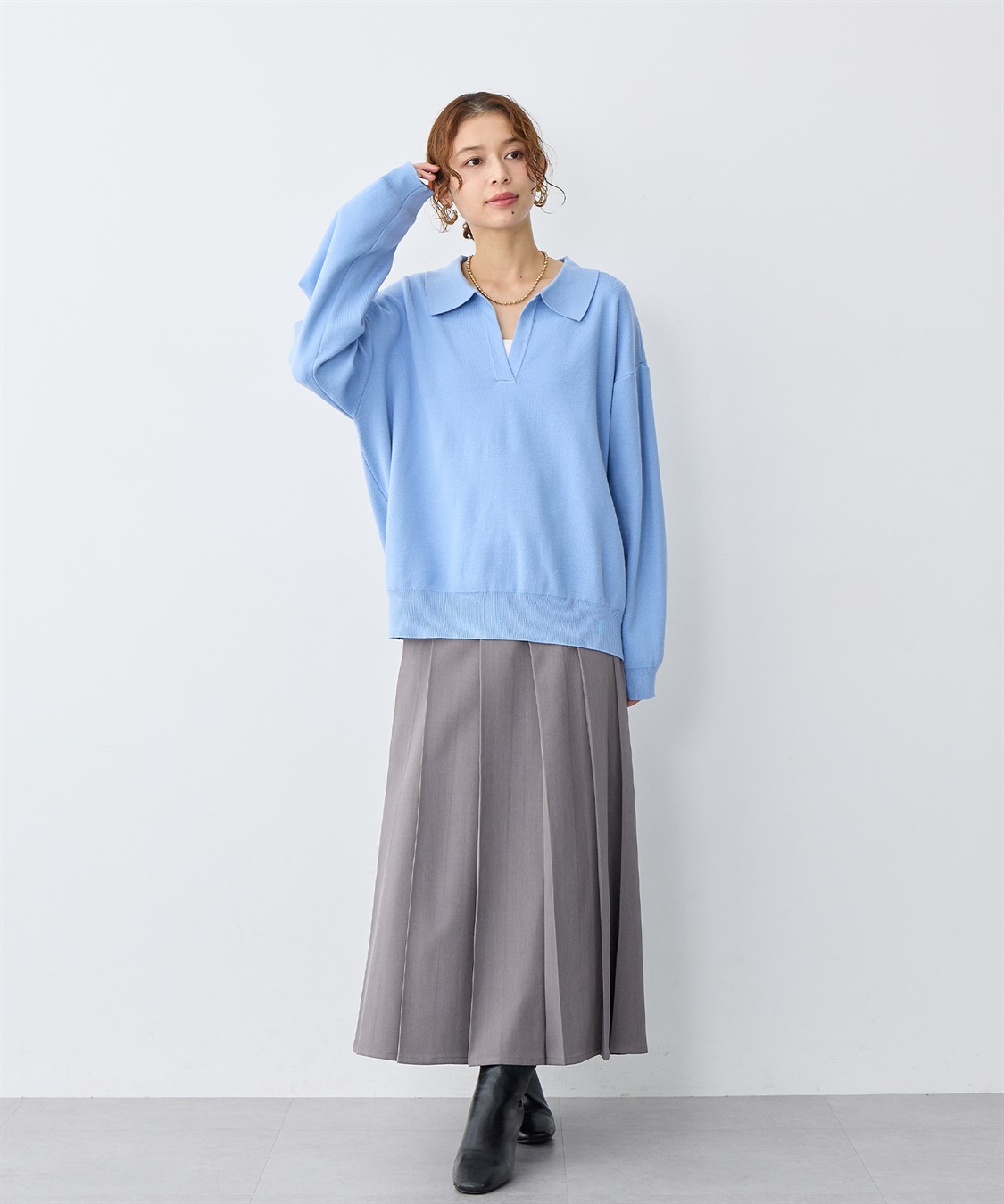 anyfee 【anyfee/大きいサイズ】ロングプリーツスカート_sub_5