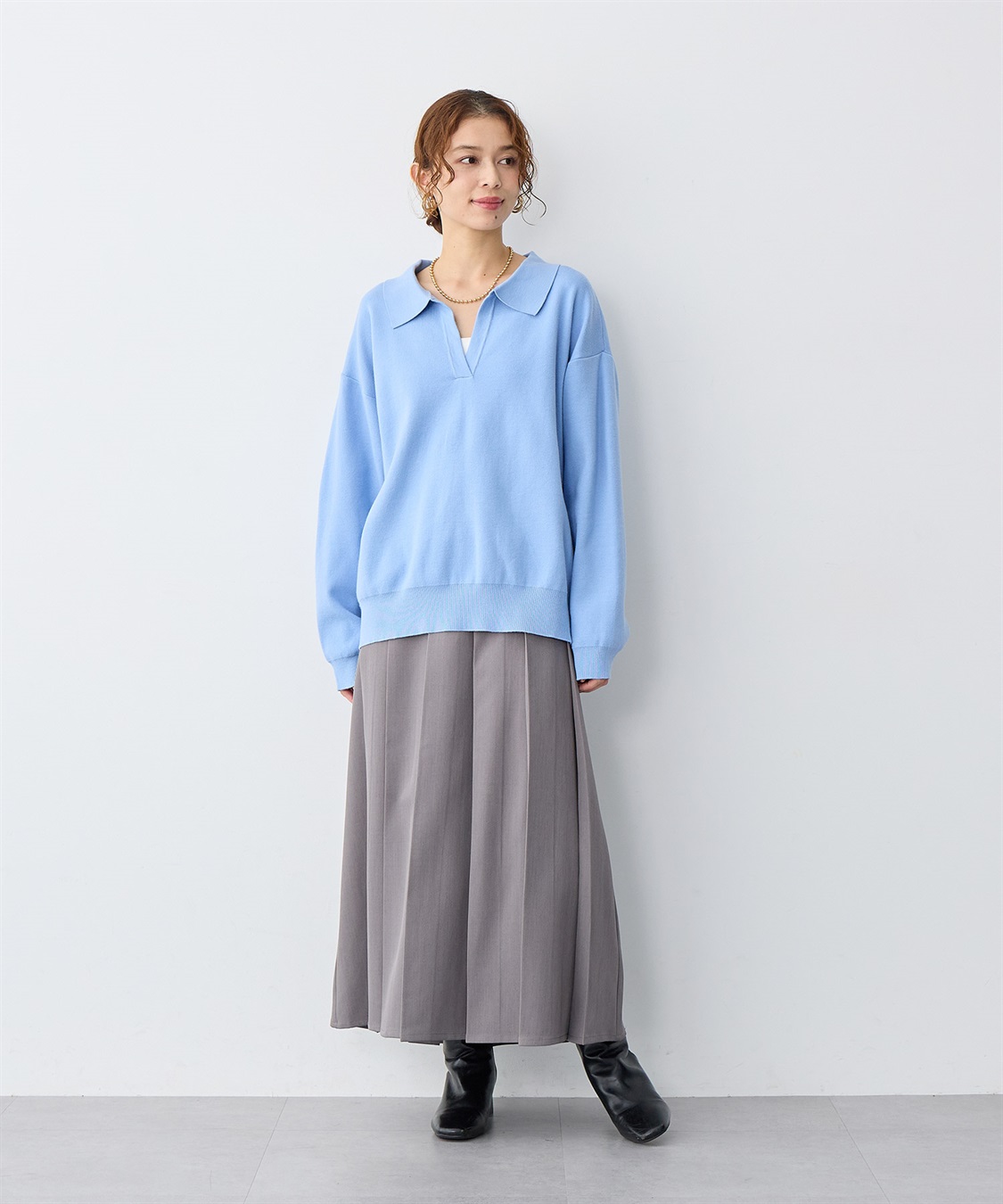 anyfee 【anyfee/大きいサイズ】ロングプリーツスカート_sub_6