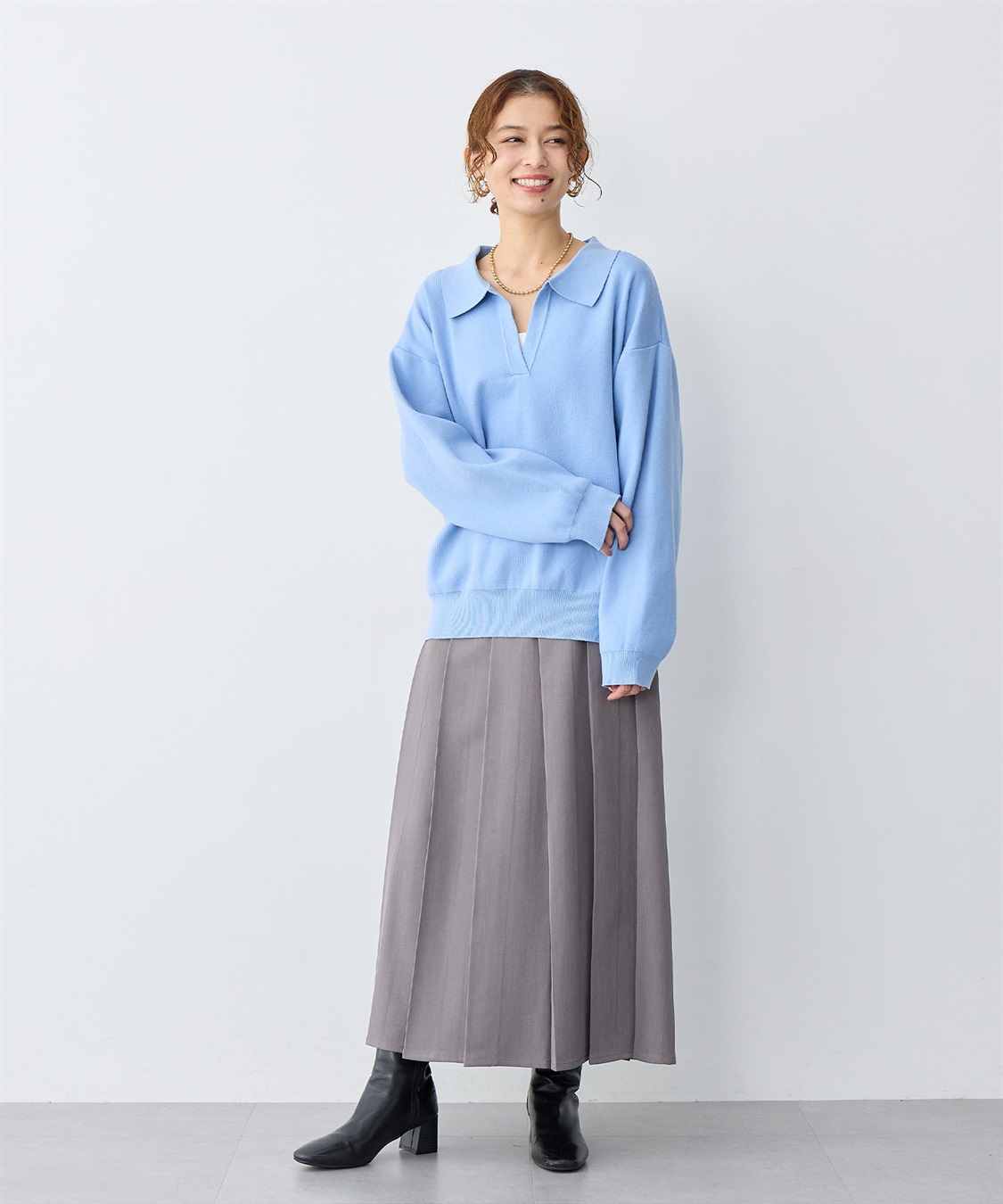 anyfee 【anyfee/大きいサイズ】ロングプリーツスカート_sub_7