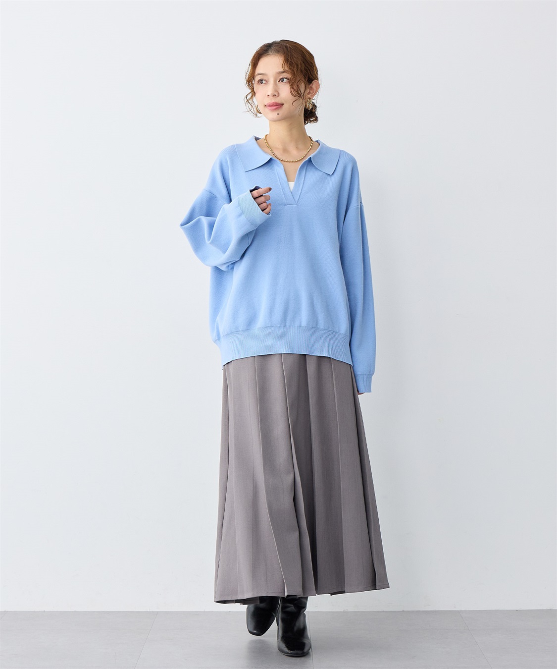 anyfee 【anyfee/大きいサイズ】ロングプリーツスカート_sub_8