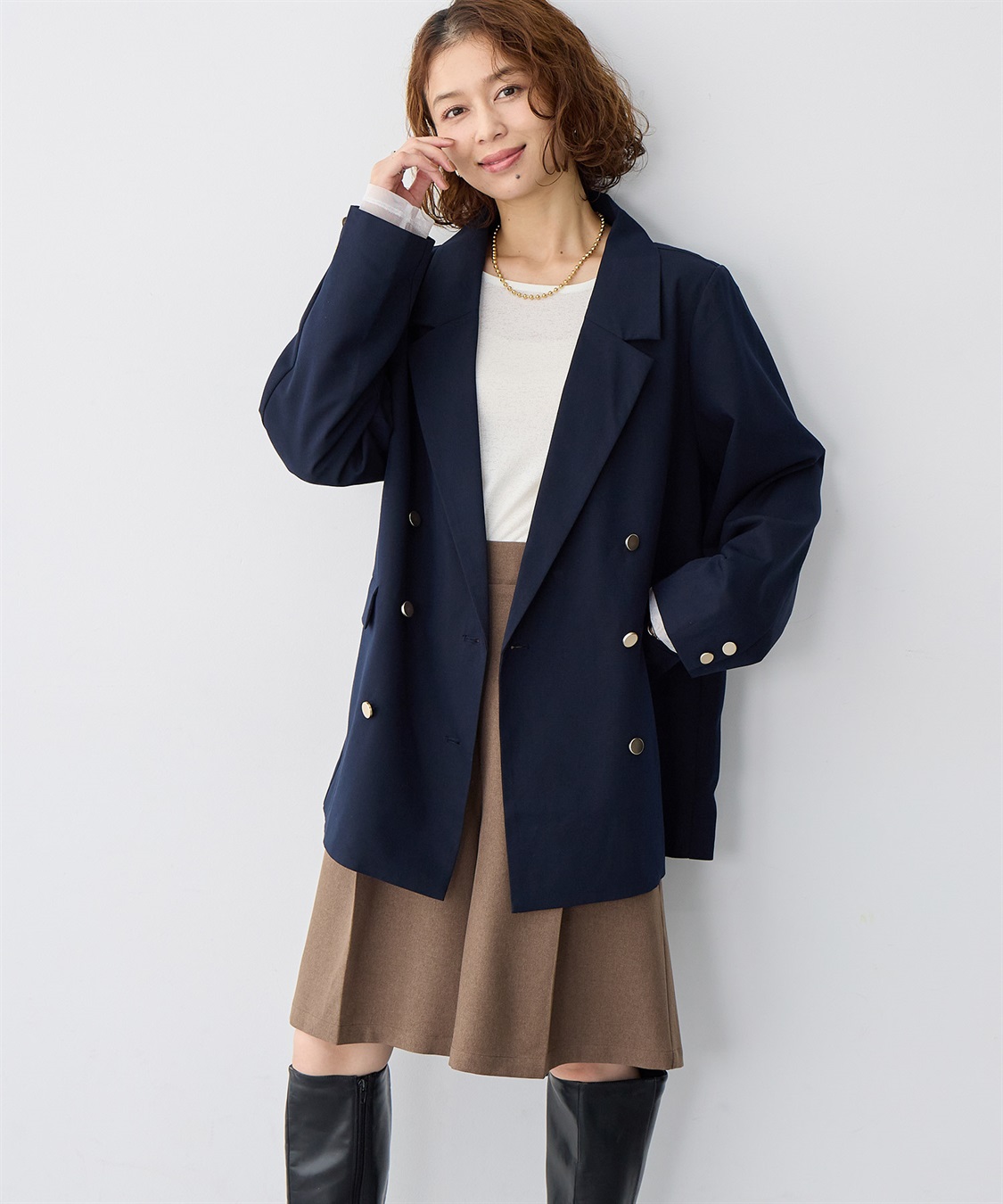 anyfee 【anyfee/大きいサイズ】金釦ダブルブレストテーラードジャケット/ブレザー_sub_2