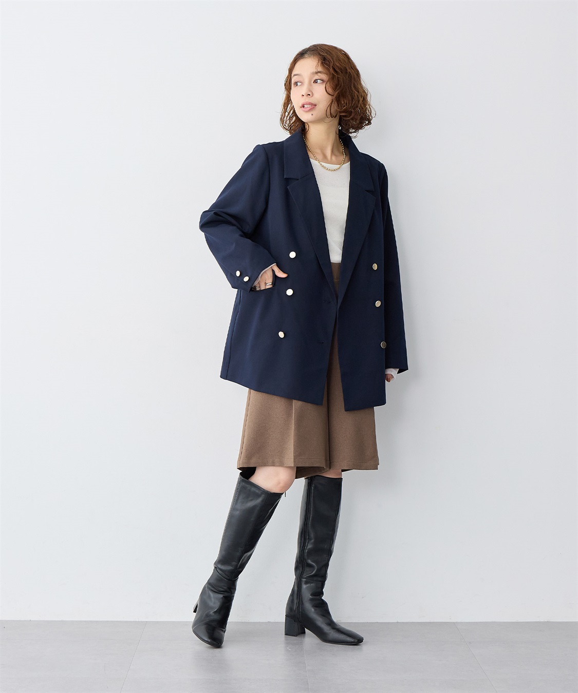 anyfee 【anyfee/大きいサイズ】金釦ダブルブレストテーラードジャケット/ブレザー_sub_4