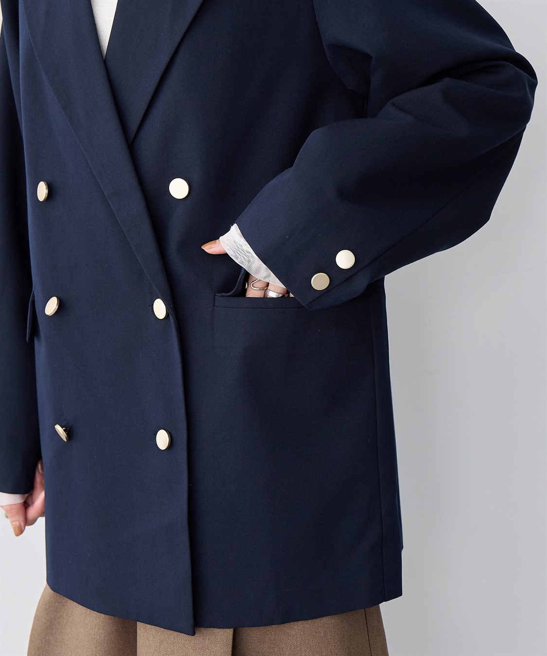 anyfee 【anyfee/大きいサイズ】金釦ダブルブレストテーラードジャケット/ブレザー_sub_14