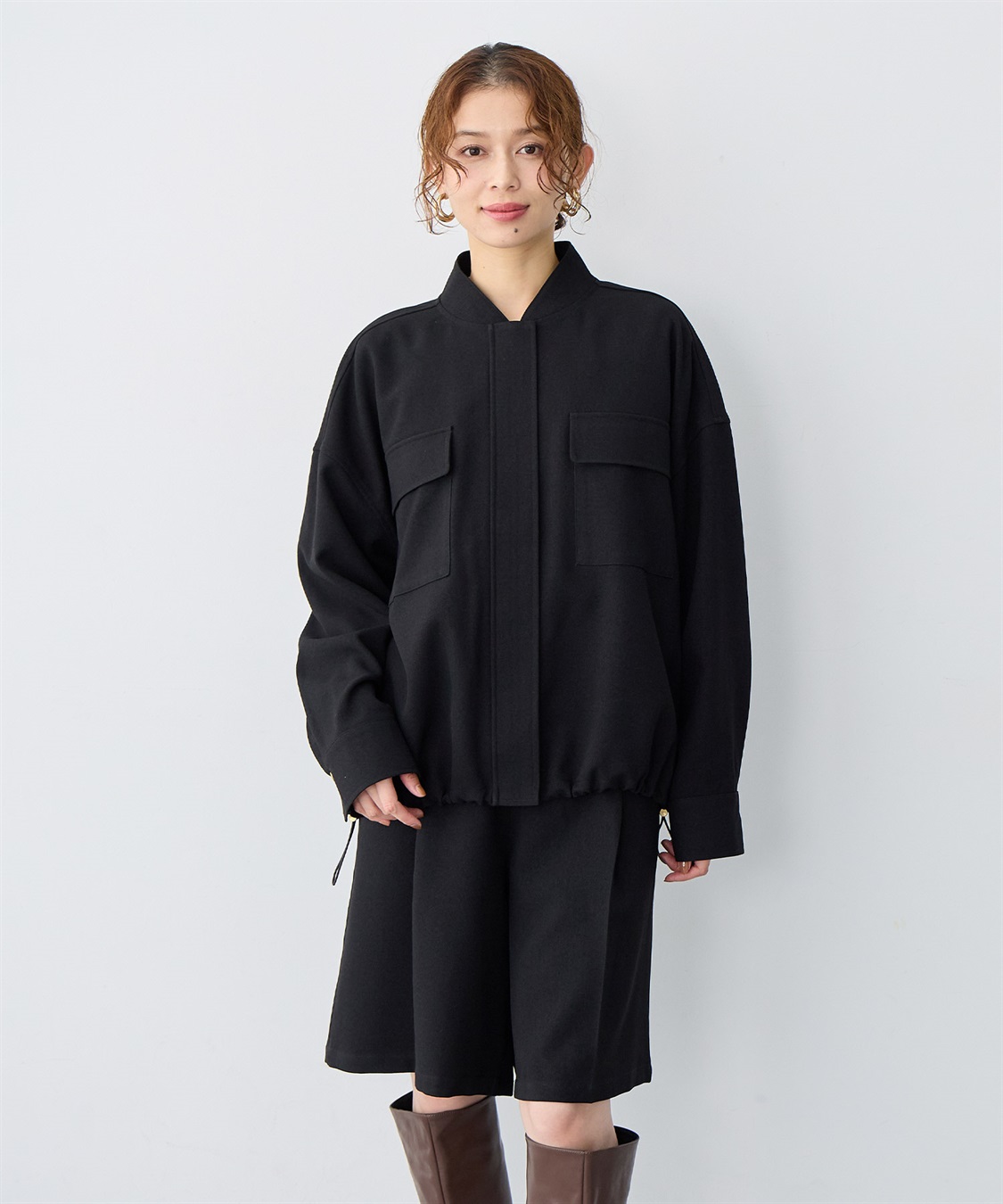 anyfee 【anyfee/大きいサイズ】ポケット付ウールライクツイルブルゾン《セットアップ対応/上下別売り》_sub_7