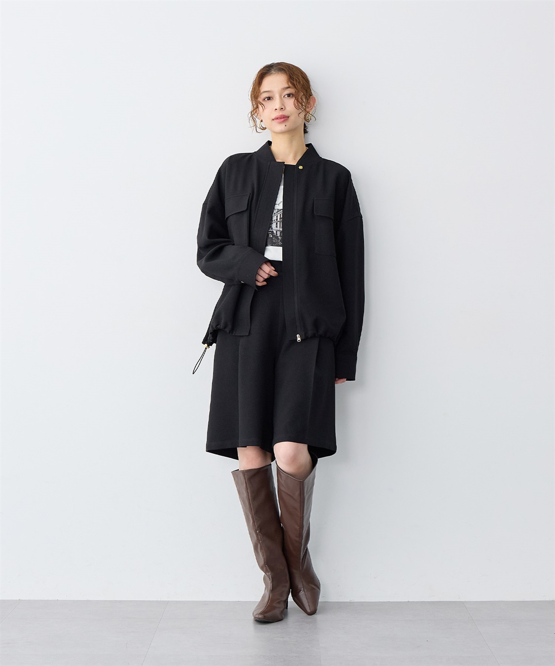 anyfee 【anyfee/大きいサイズ】ポケット付ウールライクツイルブルゾン《セットアップ対応/上下別売り》_sub_8