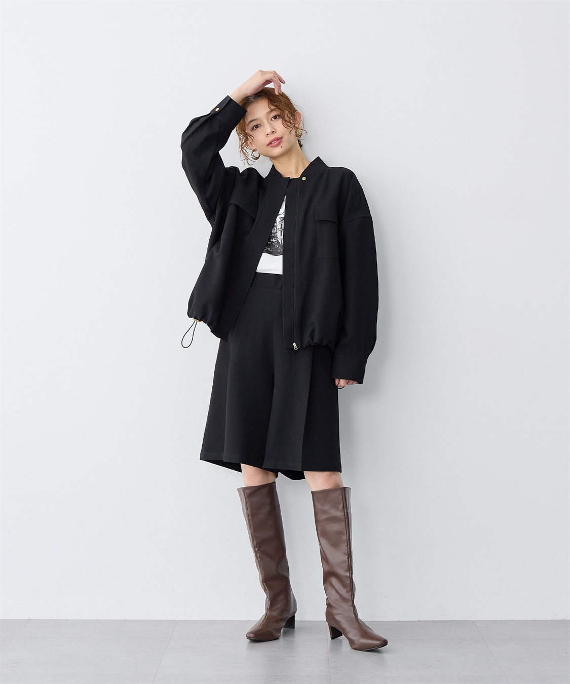 anyfee 【anyfee/大きいサイズ】ポケット付ウールライクツイルブルゾン《セットアップ対応/上下別売り》_sub_9