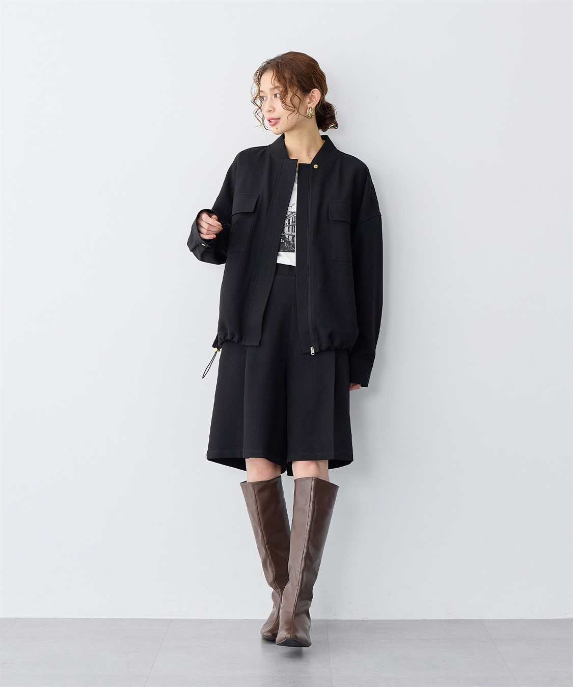 anyfee 【anyfee/大きいサイズ】ポケット付ウールライクツイルブルゾン《セットアップ対応/上下別売り》_sub_10