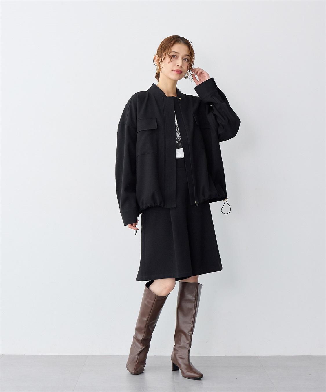 anyfee 【anyfee/大きいサイズ】ポケット付ウールライクツイルブルゾン《セットアップ対応/上下別売り》_sub_11