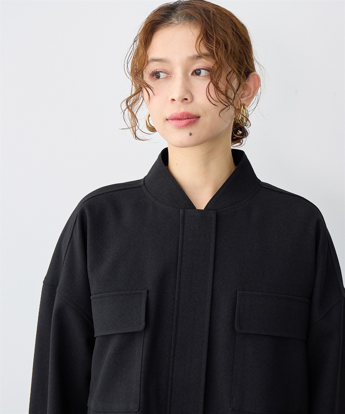 anyfee 【anyfee/大きいサイズ】ポケット付ウールライクツイルブルゾン《セットアップ対応/上下別売り》_sub_12