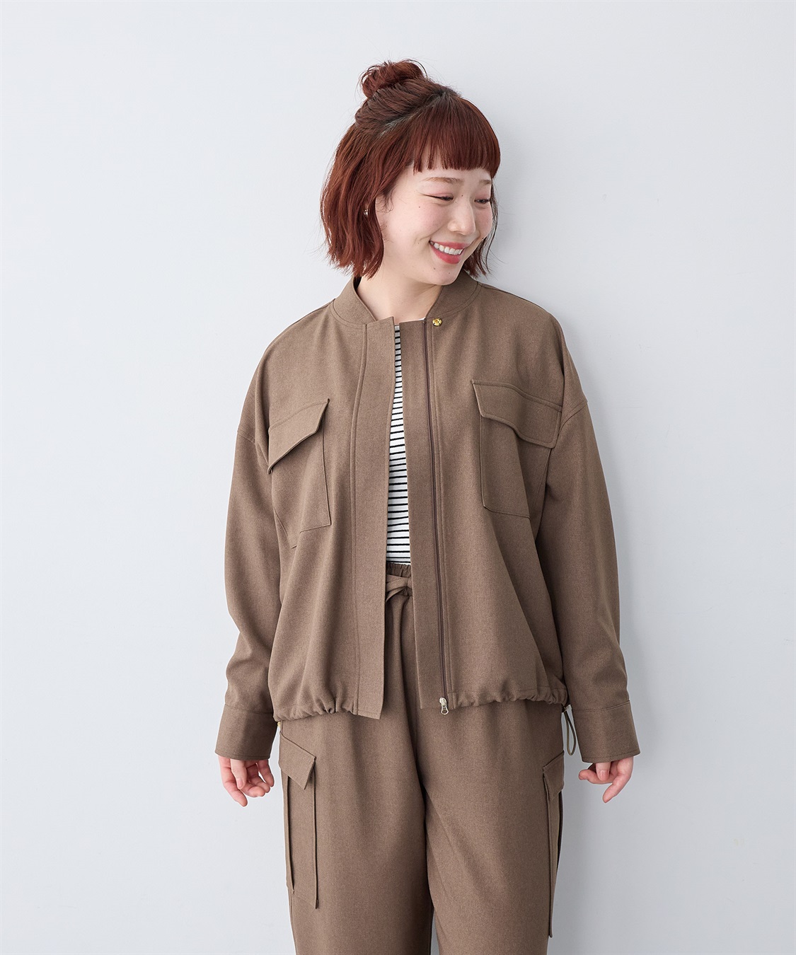 anyfee 【anyfee/大きいサイズ】ポケット付ウールライクツイルブルゾン《セットアップ対応/上下別売り》_sub_18