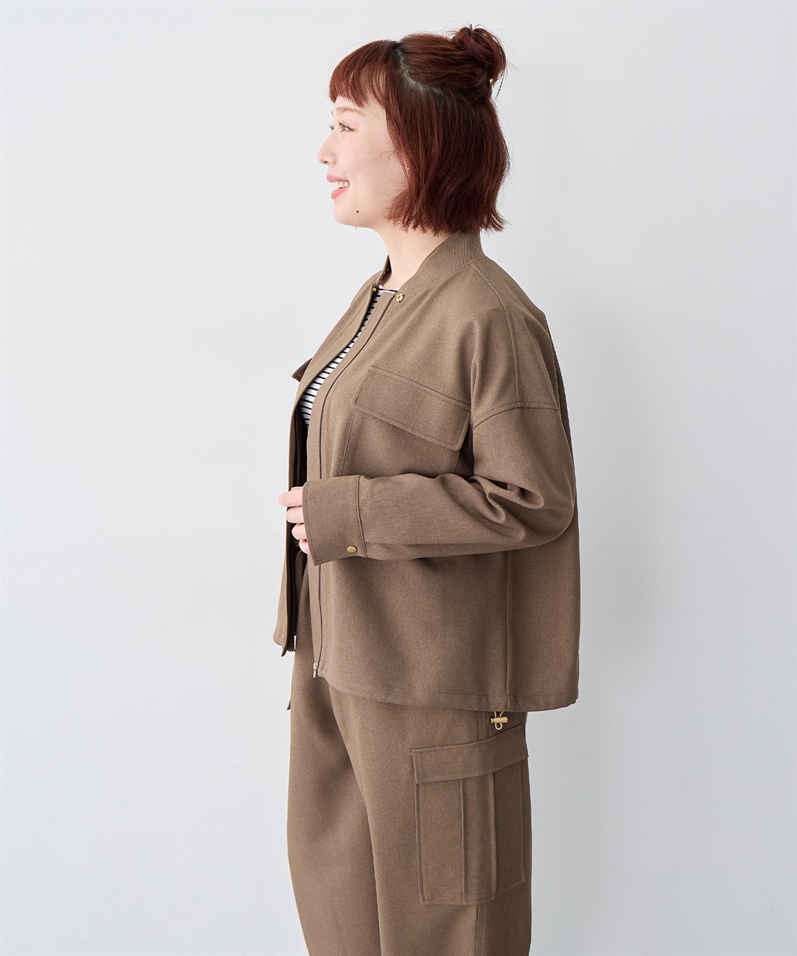 anyfee 【anyfee/大きいサイズ】ポケット付ウールライクツイルブルゾン《セットアップ対応/上下別売り》_sub_19