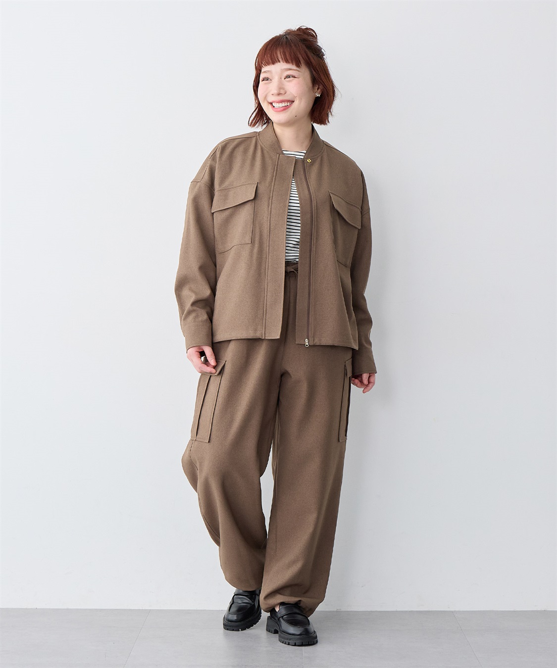 anyfee 【anyfee/大きいサイズ】ポケット付ウールライクツイルブルゾン《セットアップ対応/上下別売り》_sub_21