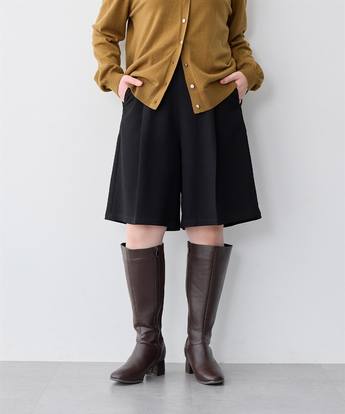 anyfee 【anyfee/大きいサイズ】ウールライクバミューダパンツ/ハーフパンツ《セットアップ対応/上下別売り》_sub_1